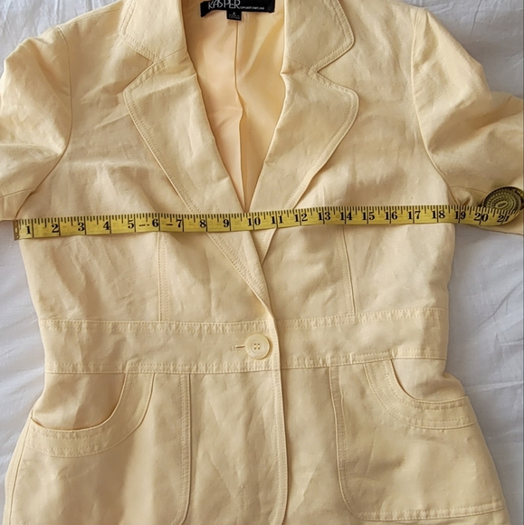 Yellow Linen blend Kasper Blazer/Jacket - Size 8 - Picture 10 of 11